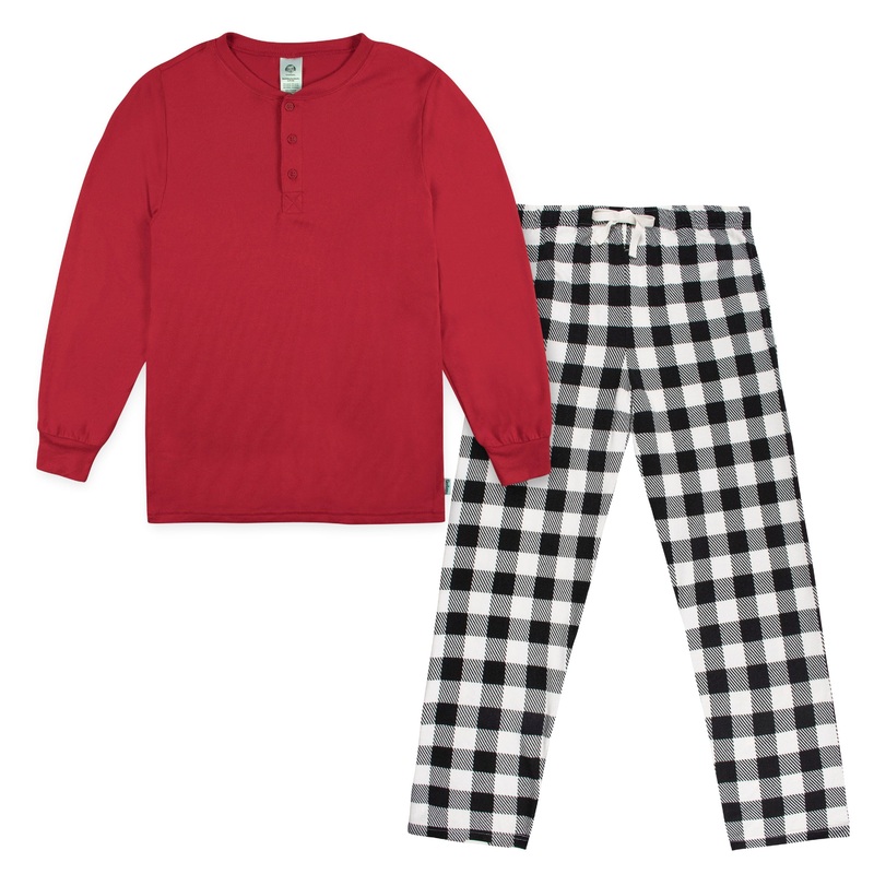 2-Piece Men’s Buffalo Plaid Hacci Pajama Set