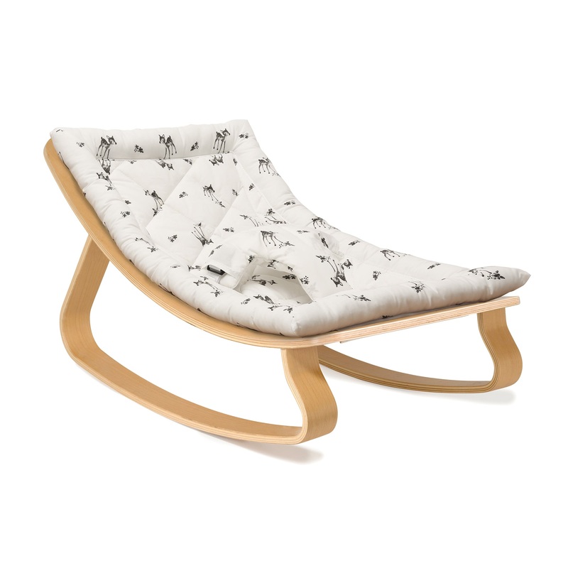 Baby Rocker LEVO in Beech With Rose In April Fawn Cushion