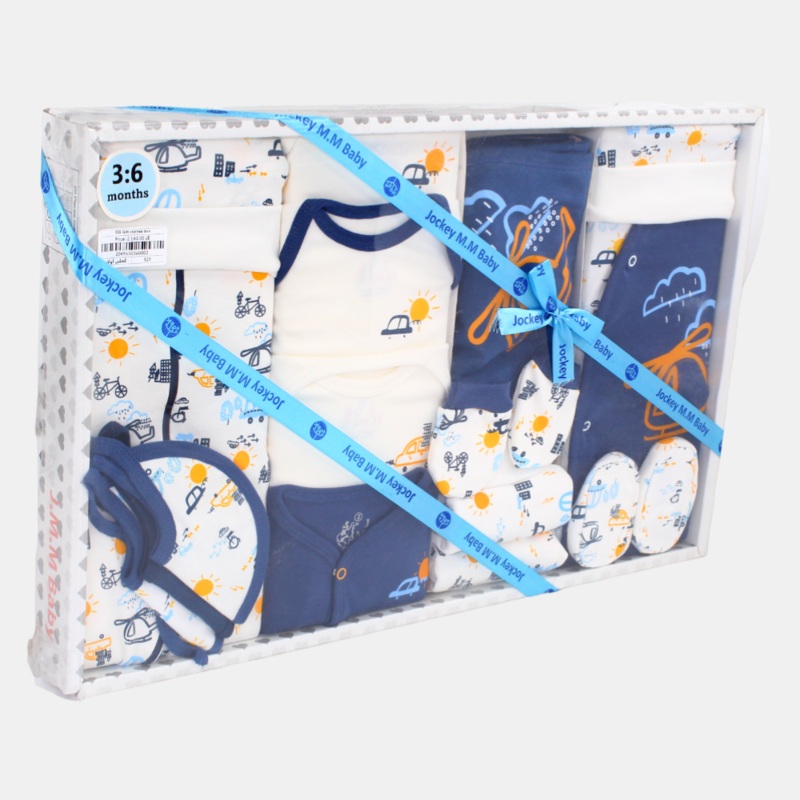 Transportation Themed Baby Boys’ Cotton Gift Box – 20 Pcs (3-6m)