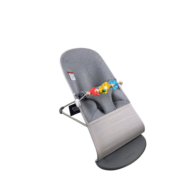 BabyBjorn Bouncer Bliss Bundle With Toy Bar, Flying Friends, Dark Gray Frame, Light Gray 3D Jersey