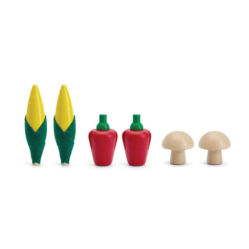 Plan Toys Fresh Produce (Corns, Mushrooms & Red Bell Peppers)