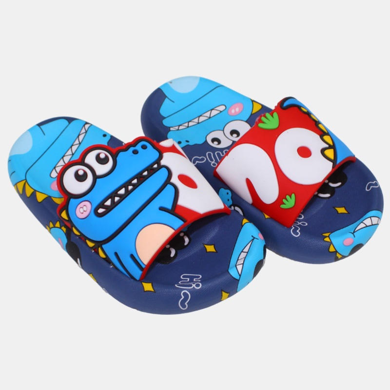 Boys Rubber Slides  Red & Navy with Dinosaur Design