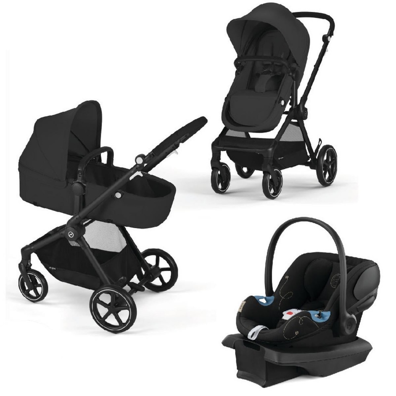 Cybex EOS 5-in-1 Travel System Stroller + Lightweight Aton G Infant Car Seat – Black / Moon Black