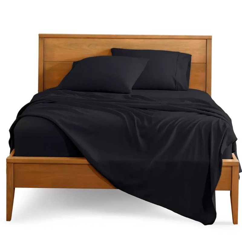 Bare Home Double Brushed Sheet Set, Full – Black