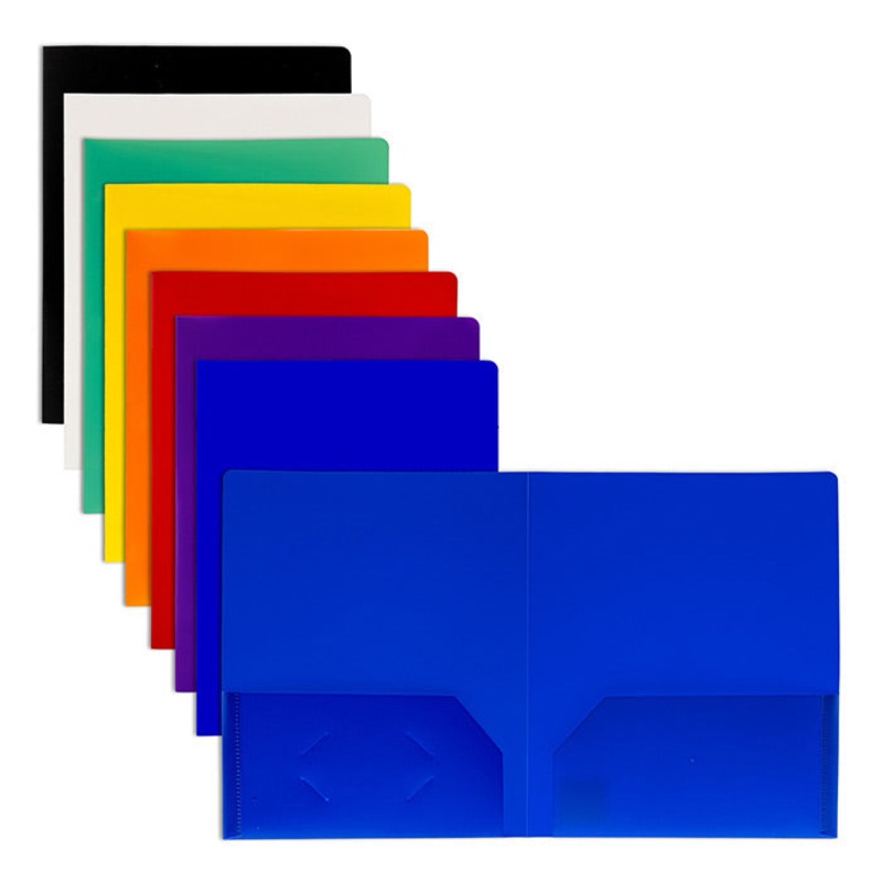 BAZIC Solid Color 2-Pocket Poly Portfolio