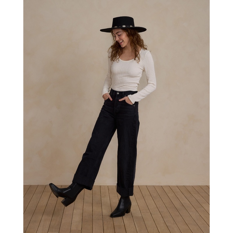 Rylee + Cru Textured Long Sleeve Tee – Ivory