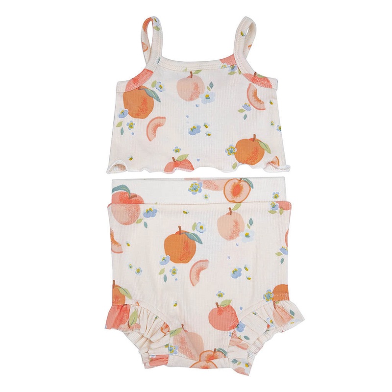 Angel Dear Rib Tank Short Set Spring Peaches