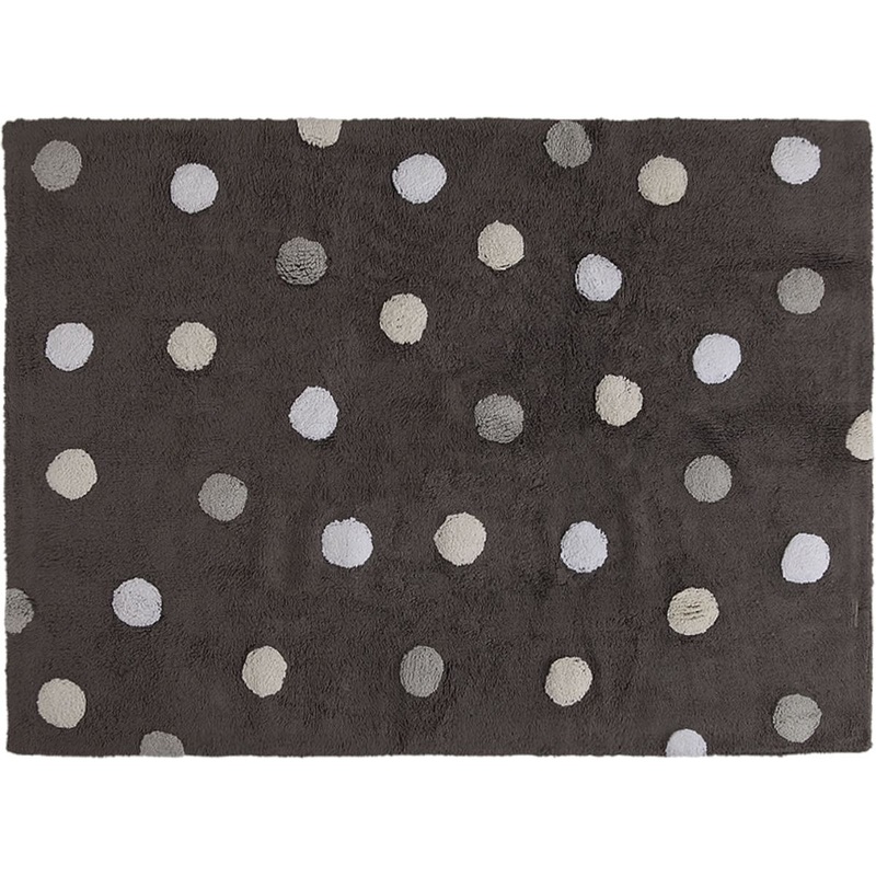 Lorena Canals Tricolor Polka Dots Rug – Grey (4′ x 5′ 3″)