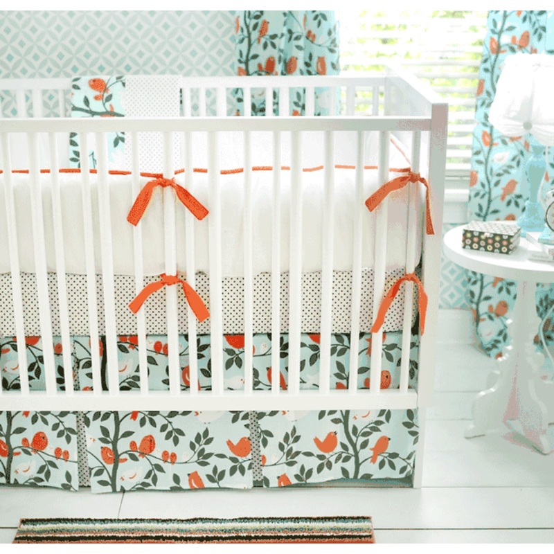 New Arrivals Feather Your Nest in Aqua 3 Piece Baby Crib Bedding Set