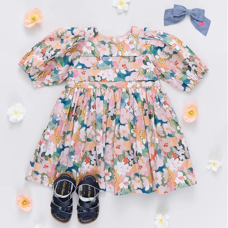Pink Chicken Evelyn Dress – Watercolor Floral