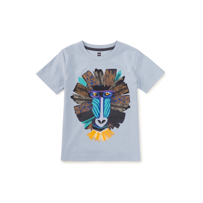 Tea Collection Mandrill Monkey Graphic Tee – Blue Fog
