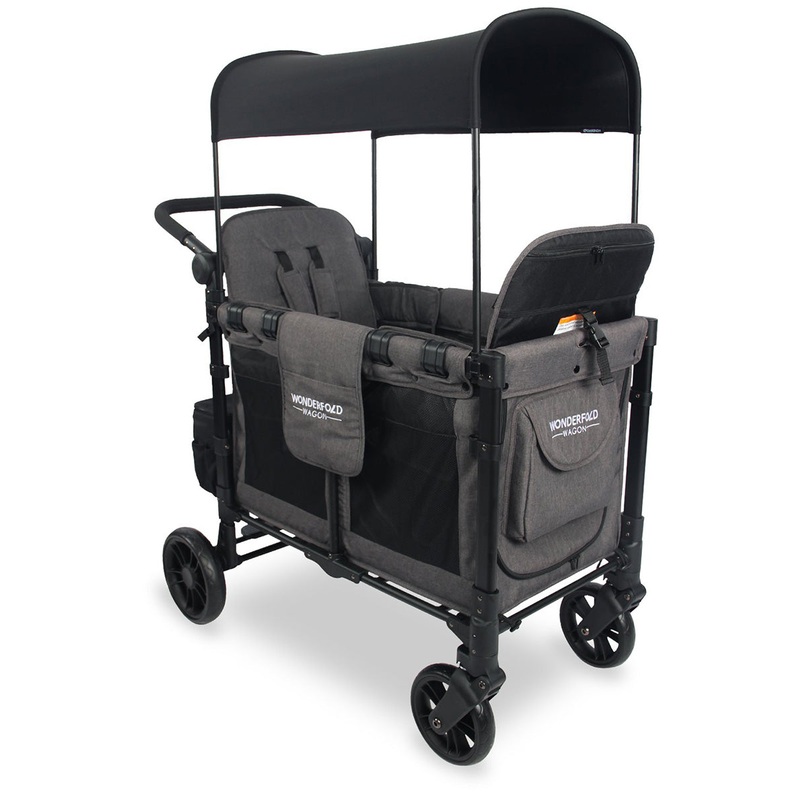 WonderFold OPEN BOX W2 2.0 Elite Multifunctional Double (2 Seater) Stroller Wagon – Charcoal Gray
