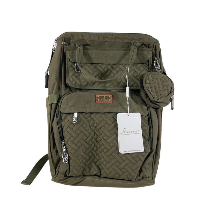 BabbleRoo Diaper Bag Backpack, Army Green, Wide Top