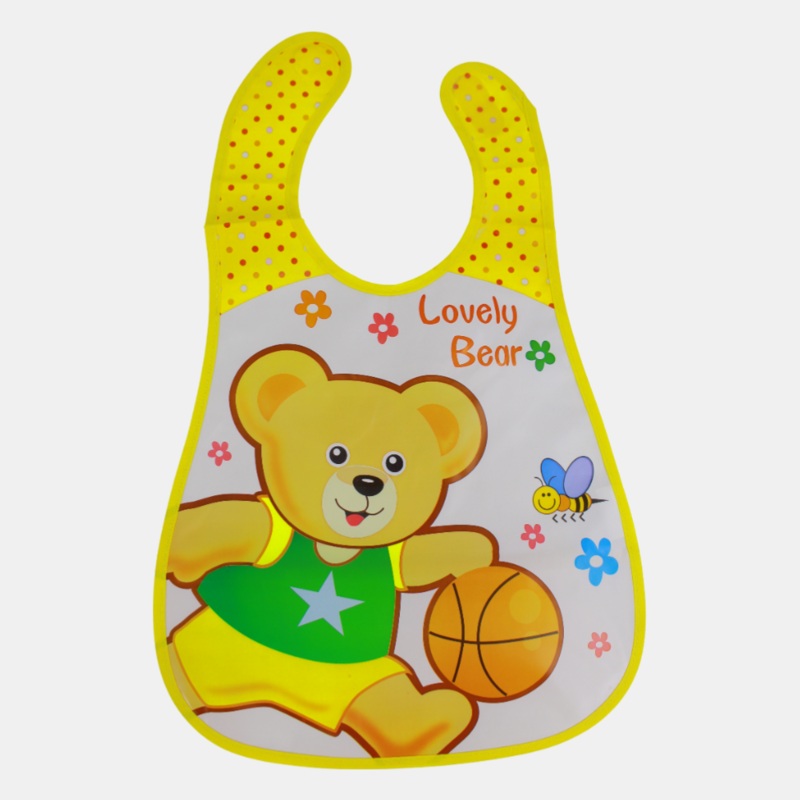 Baby Bib  Yellow with Basketball Bear Design