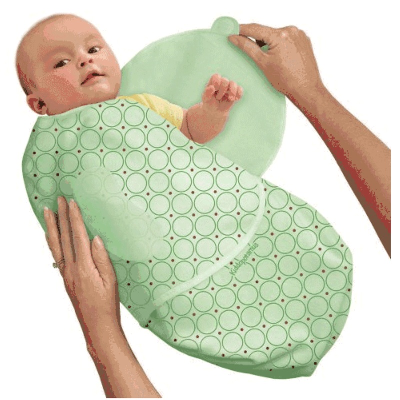Kiddopotamus SwaddleMe Large Cotton Knit in Green Cocoa Dot