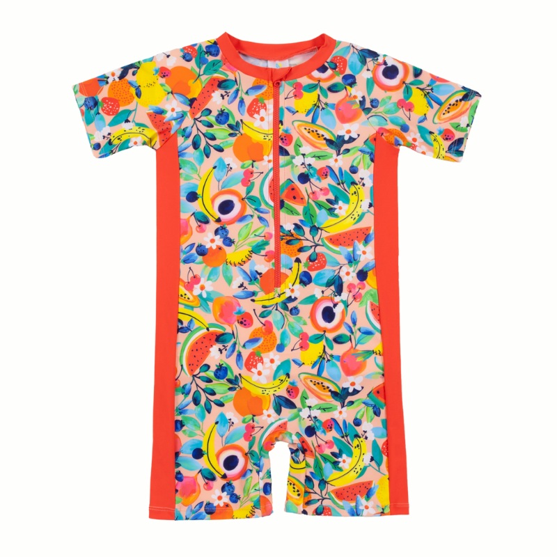 One-Piece Short Sleeve Rashguard Swimsuit