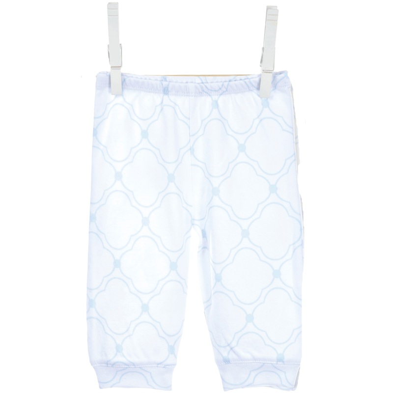 Little Giraffe Cotton Pant with Cuffs in Blue – 3 to 6 Months