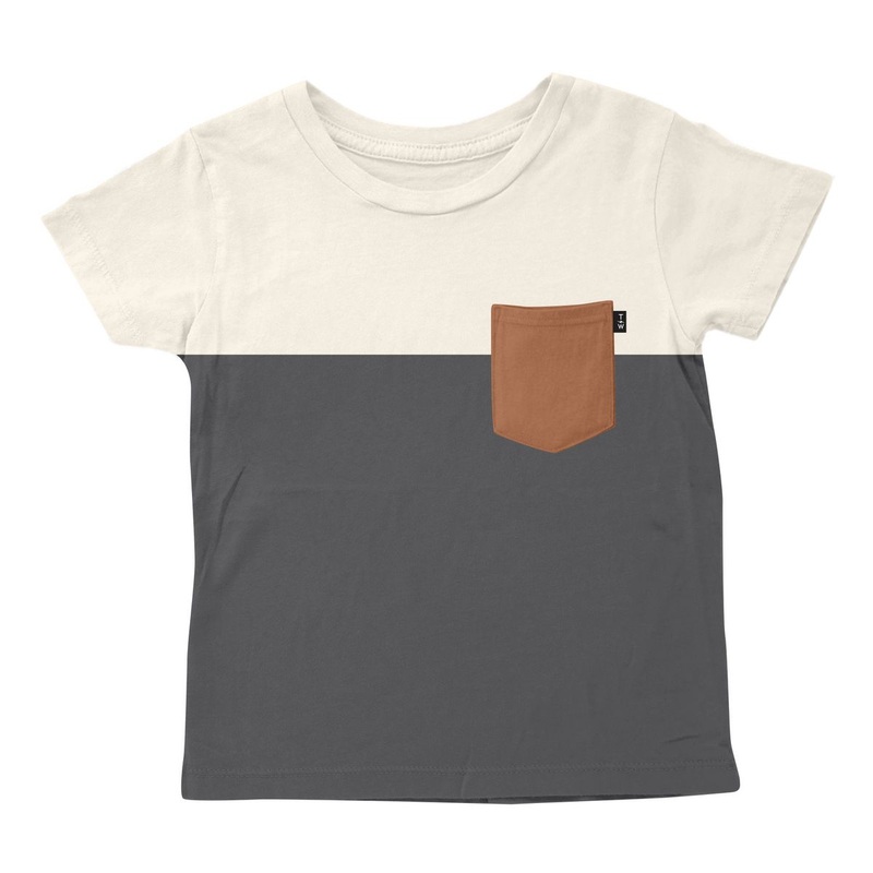 Tiny Whales – Short Sleeve Pocket Tee – Colorblock Neutral