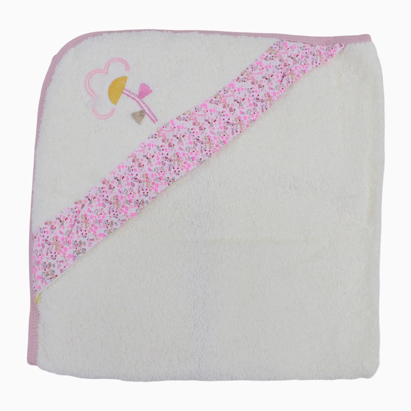 Baby Girls Cotton Hooded Towel  Flower Embroidery