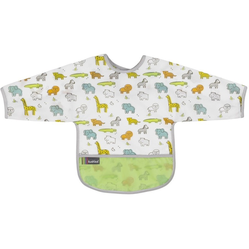 Kushies Cleanbib with Sleeves, 6 to 12 Months – Safari