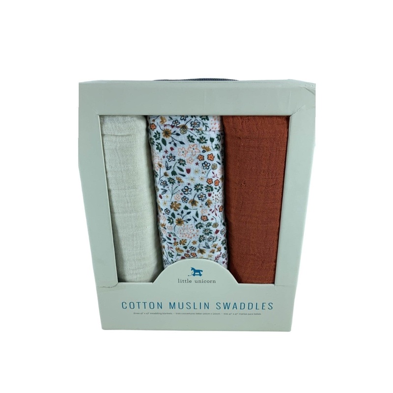 Little Unicorn Cotton Muslin Swaddles 3-Pack, Pressed Petals