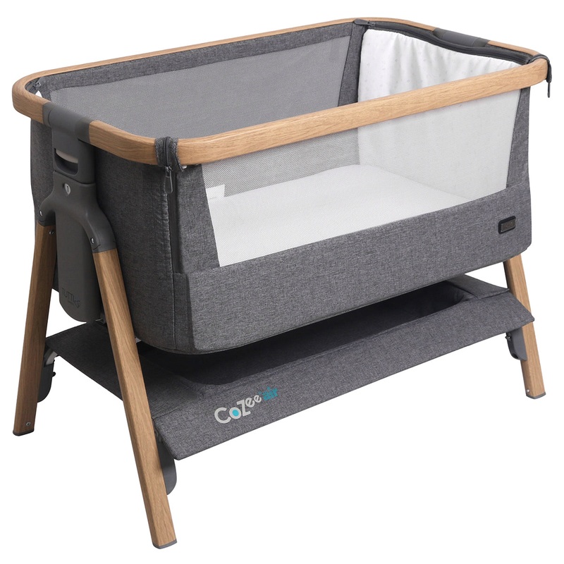 Tutti Bambini CoZee Air Bedside Crib – Oak / Charcoal