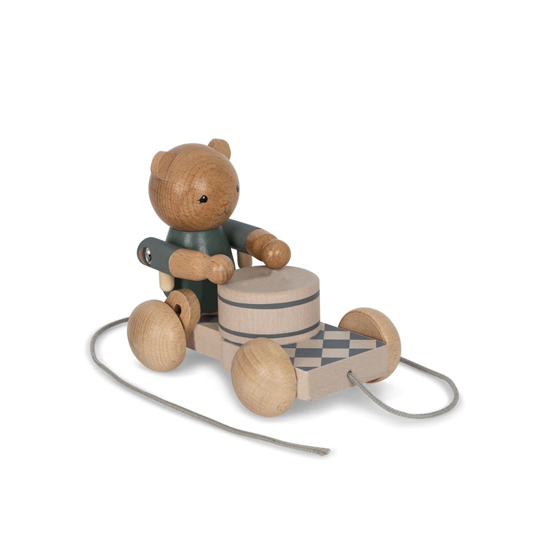 Wooden Pull Bear Music Toy – Blue