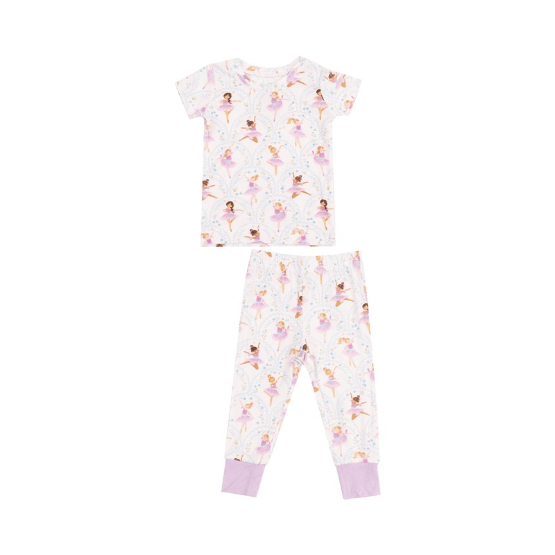 Bow Ballerinas Short Sleeve Loungewear Set