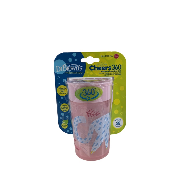 Dr. Brown’s Milestones Cheers 360 Spoutless Transition Cups, Pink Leopard, 10oz, 1 pack