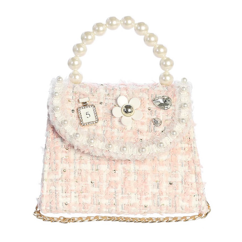 Tweed Purse with Pearl and Charms