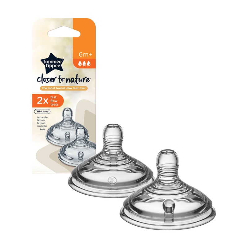 Tommee Tippee Closer to Nature Baby Bottle Teats (Fast Flow, 6m+)