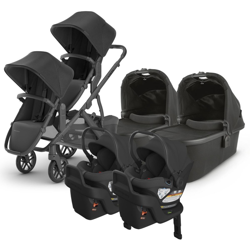UPPAbaby VISTA V2 Twin Double Stroller + Aria Travel System Bundle with Rumble Seat V2+ – Jake