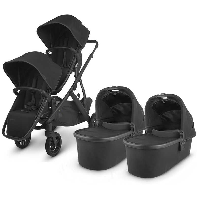 UPPAbaby Vista V2 Twin Double Stroller Bundle – Jake (Black/Carbon/Black Leather)