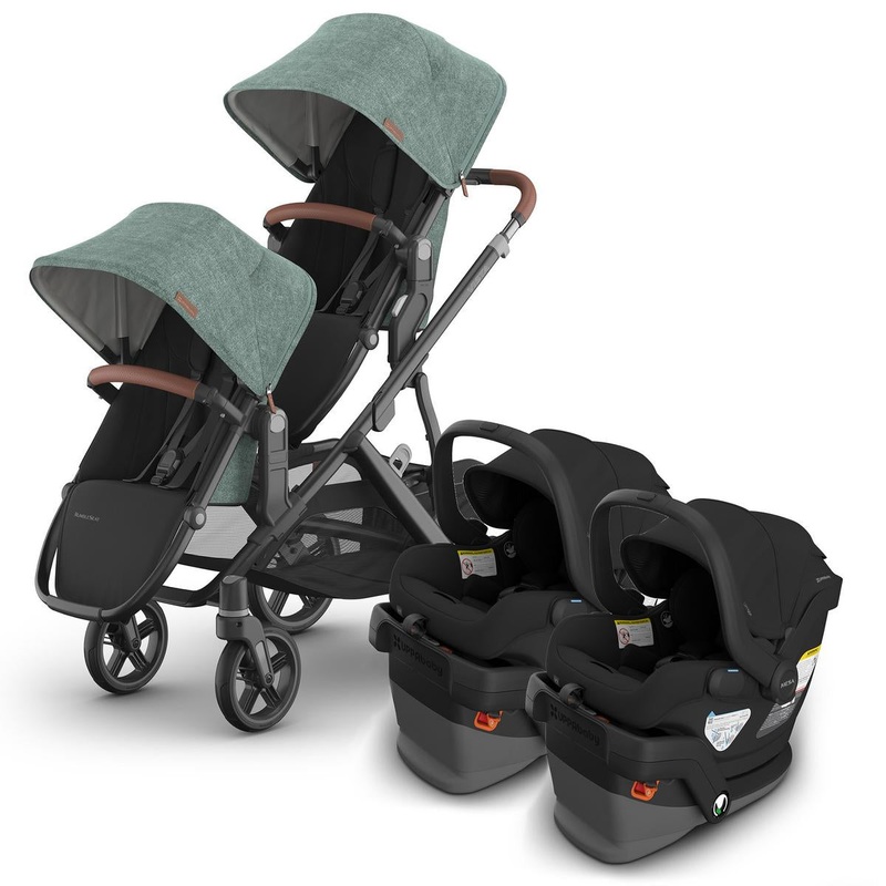 UPPAbaby Vista V3 Twin Stroller with RumbleSeat V3 + Mesa V3 Travel System Bundle – Gwen / Jake
