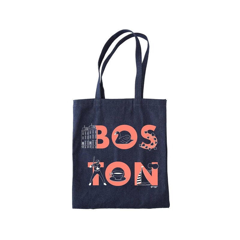 Boston Font Denim Tote