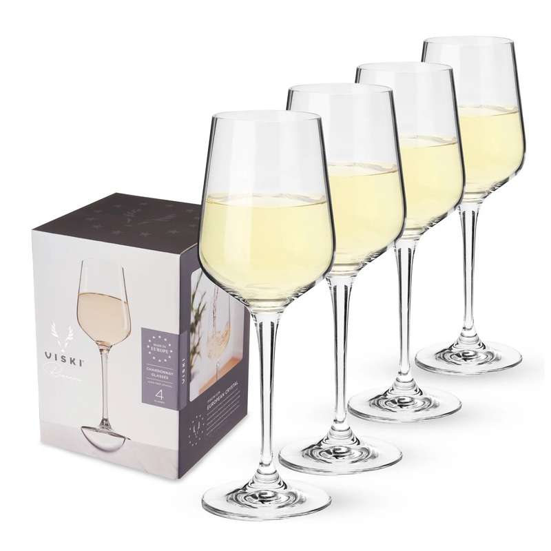 Viski Set of 4 Crystal Chardonnay Glasses
