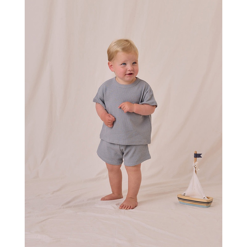 Waffle Tee + Short Set – Blue