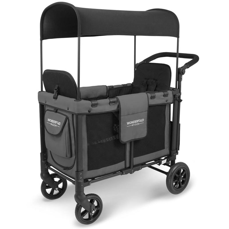 WonderFold OPEN BOX W2 Original (2 Seater) Double Stroller Wagon – Gray