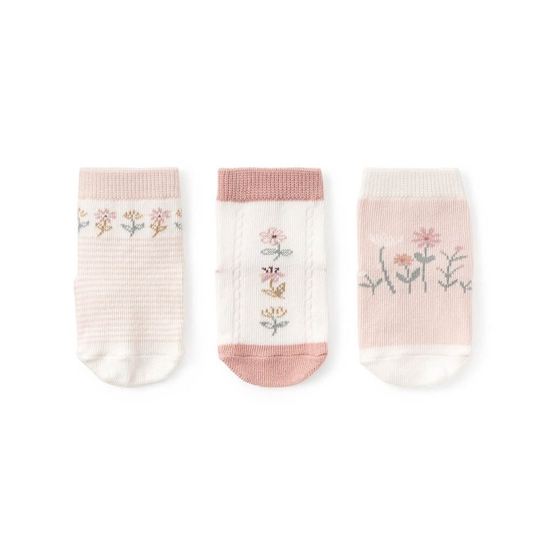 3 Pack Non-Slip Socks Flower