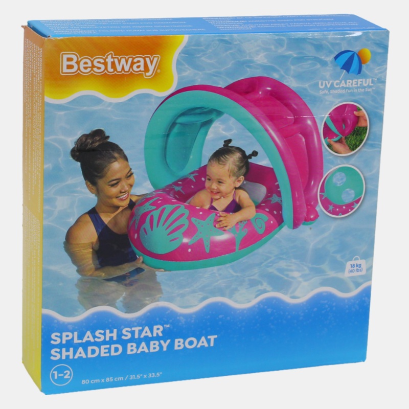 Bestway Splash Star Shaded Baby Boat – Pink/Turquoise