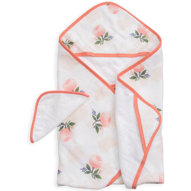Little Unicorn Cotton Hooded Towel & Washcloth – Watercolor Rose
