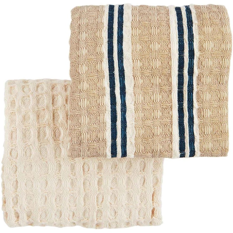 Mud Pie Taupe Bistro Waffle Towel Set