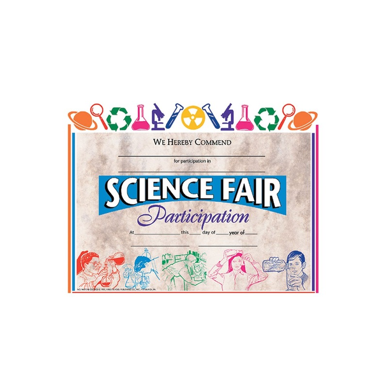 Science Fair Participation Certificate, 8.5″ x 11″ – Pack of 30