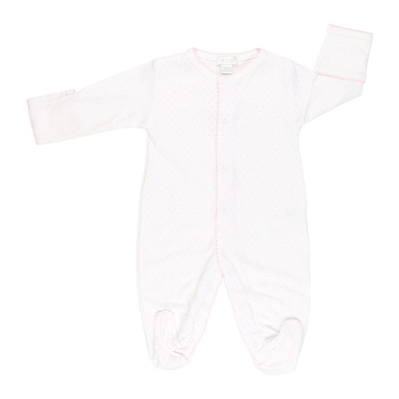 NLO Basic Footie Dots White/Pink