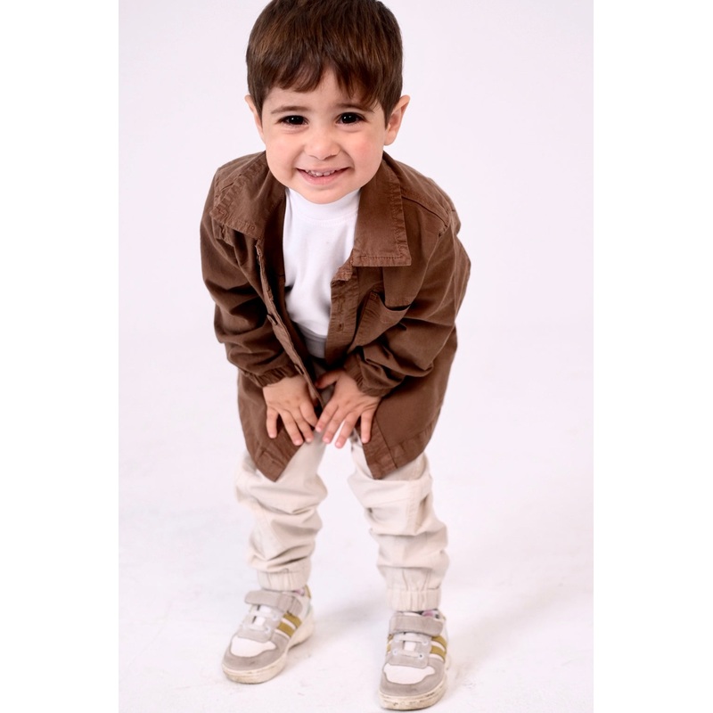 Unisex Baby Gabardine Shirt  Brown