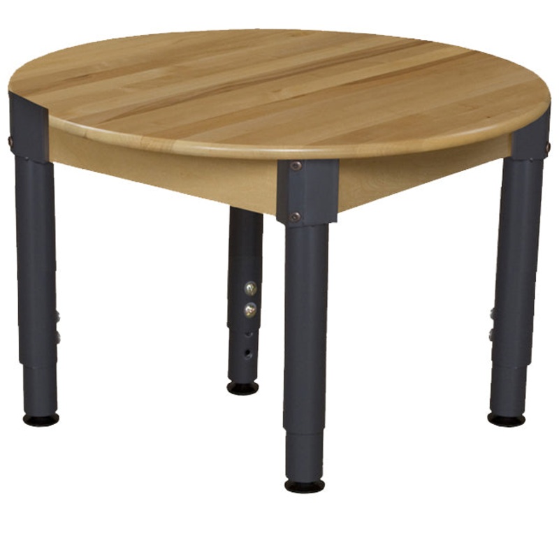 30″ Round Hardwood Table with Adjustable Legs 12″-17″