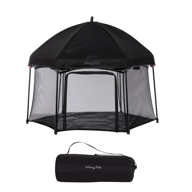 Dream On Me Onyx Playpen Set with Canopy, Black