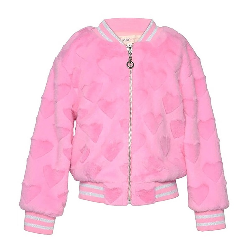 Bomber Jacket Heart  Faux Fur Embossed