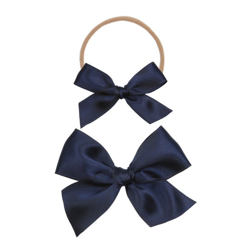 Satin Bow – Midnight Blue Headband