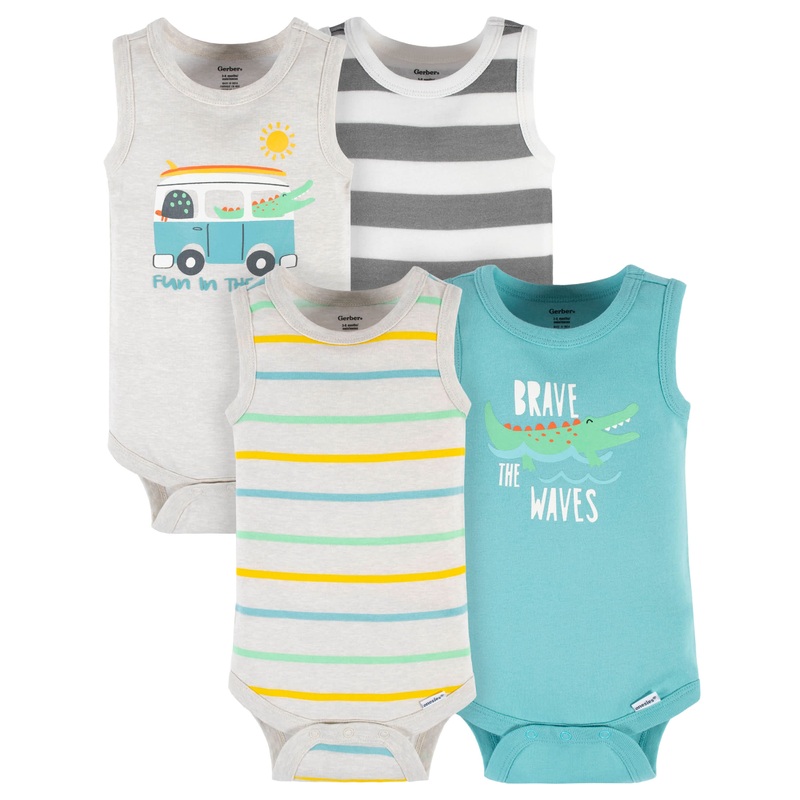 4-Pack Baby Boys Later Gator Tank Onesies Bodysuits